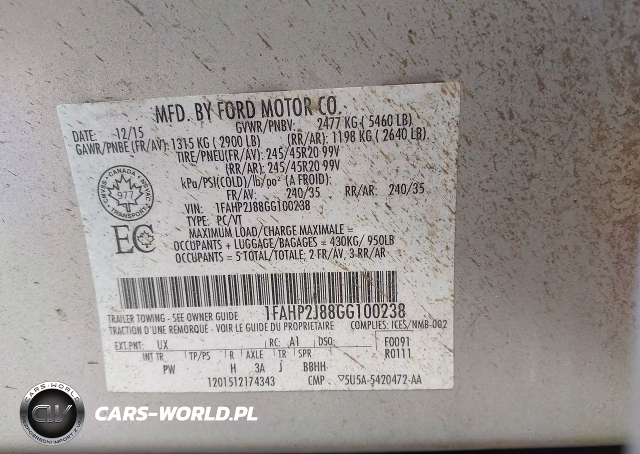 2016 Ford Taurus Limited VIN:1FAHP2J88GG100238 - 9