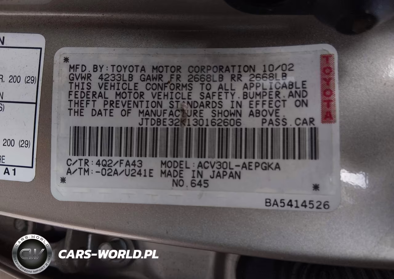 2003 Toyota Camry Xle VIN:JTDBE32K130162606 - 9