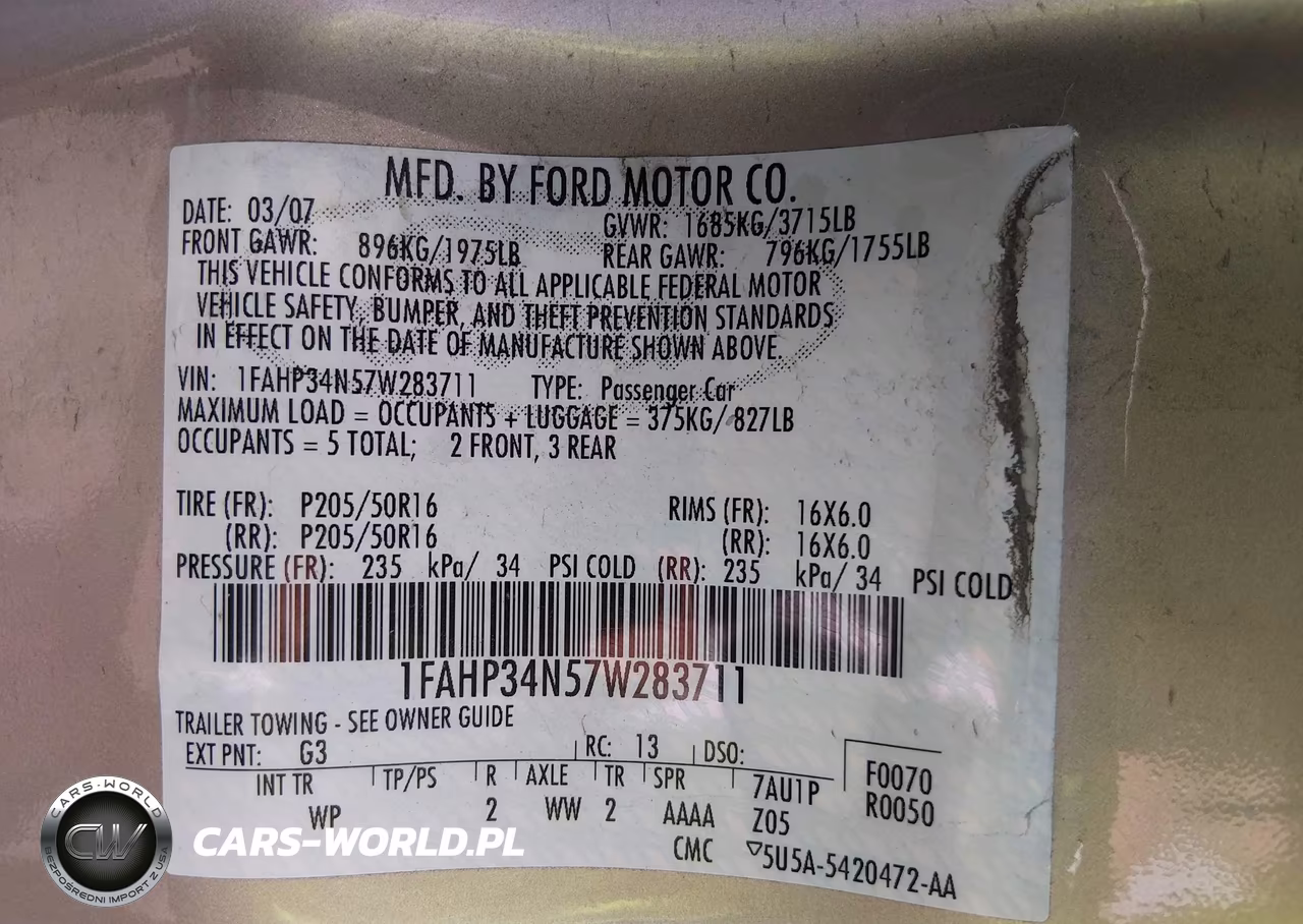 2007 Ford Focus S-Se-Ses VIN:1FAHP34N57W283711 - 9