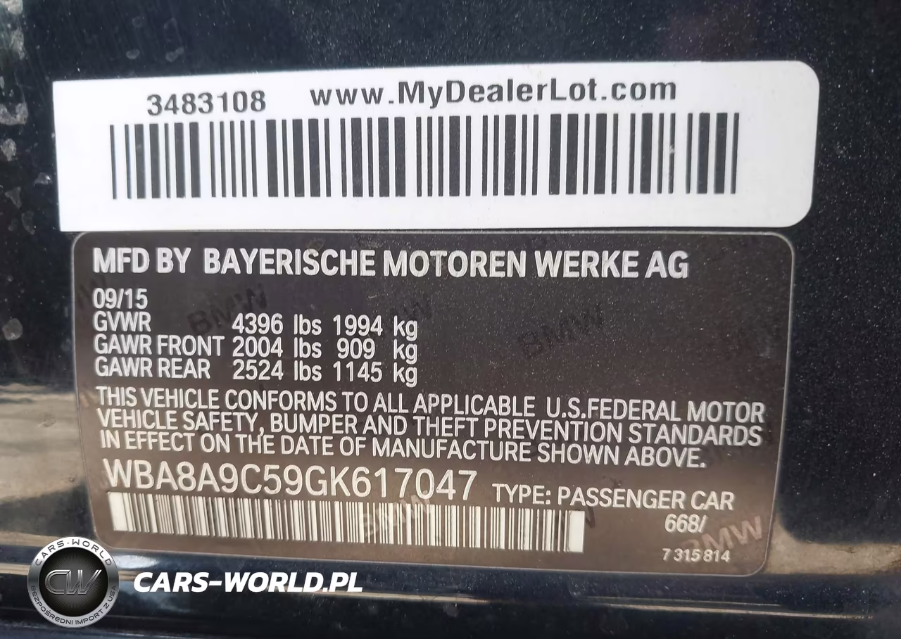 2016 BMW 320I VIN:WBA8A9C59GK617047 - 9
