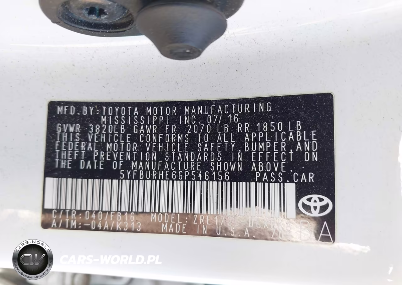 2016 Toyota Corolla Le Plus VIN:5YFBURHE6GP546156 - 9
