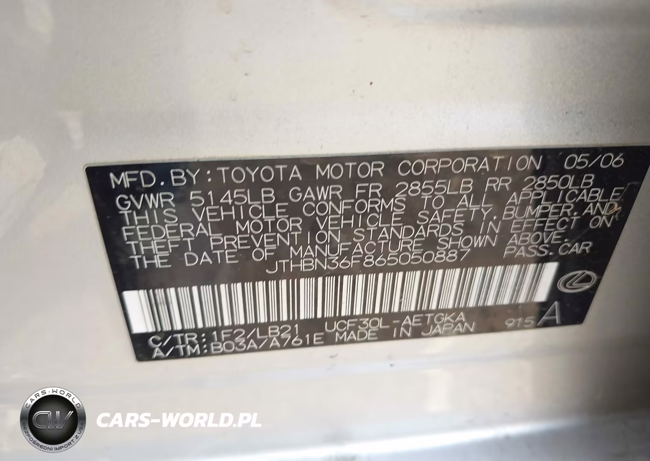 2006 Lexus Ls 430 VIN:JTHBN36F865050887 - 9