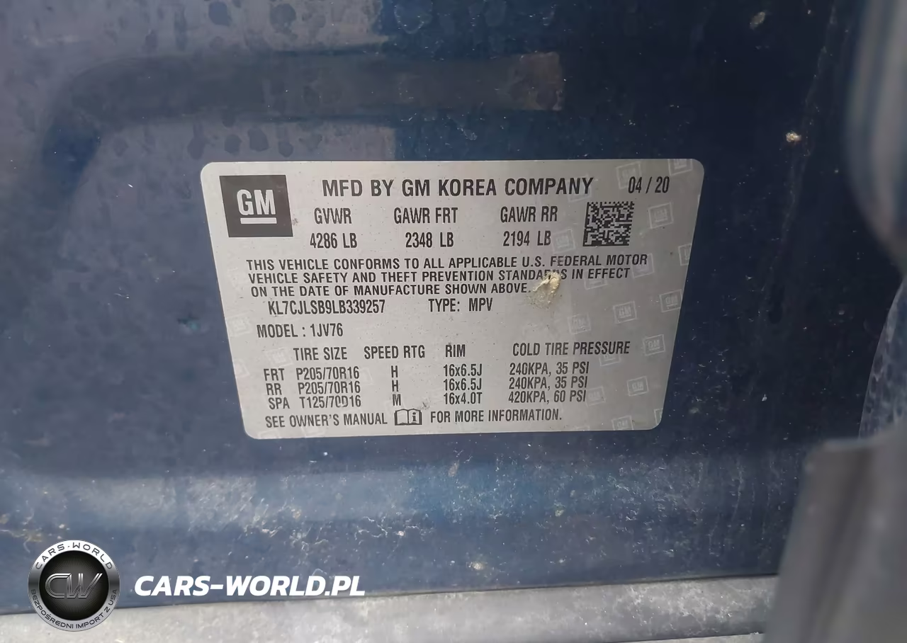2020 Chevrolet Trax Fwd Lt VIN:KL7CJLSB9LB339257 - 9