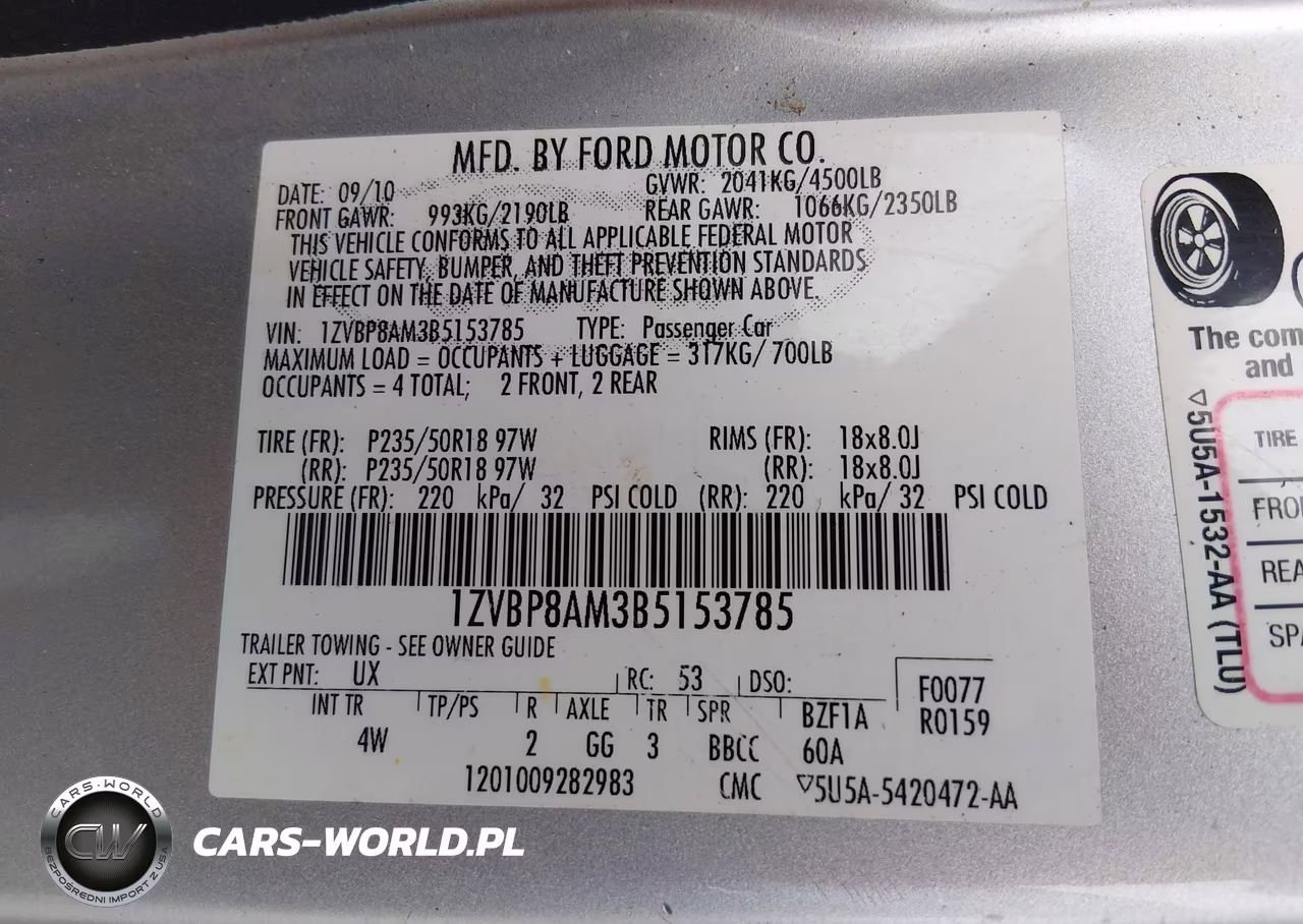 2011 Ford Mustang V6 Premium VIN:1ZVBP8AM3B5153785 - 9
