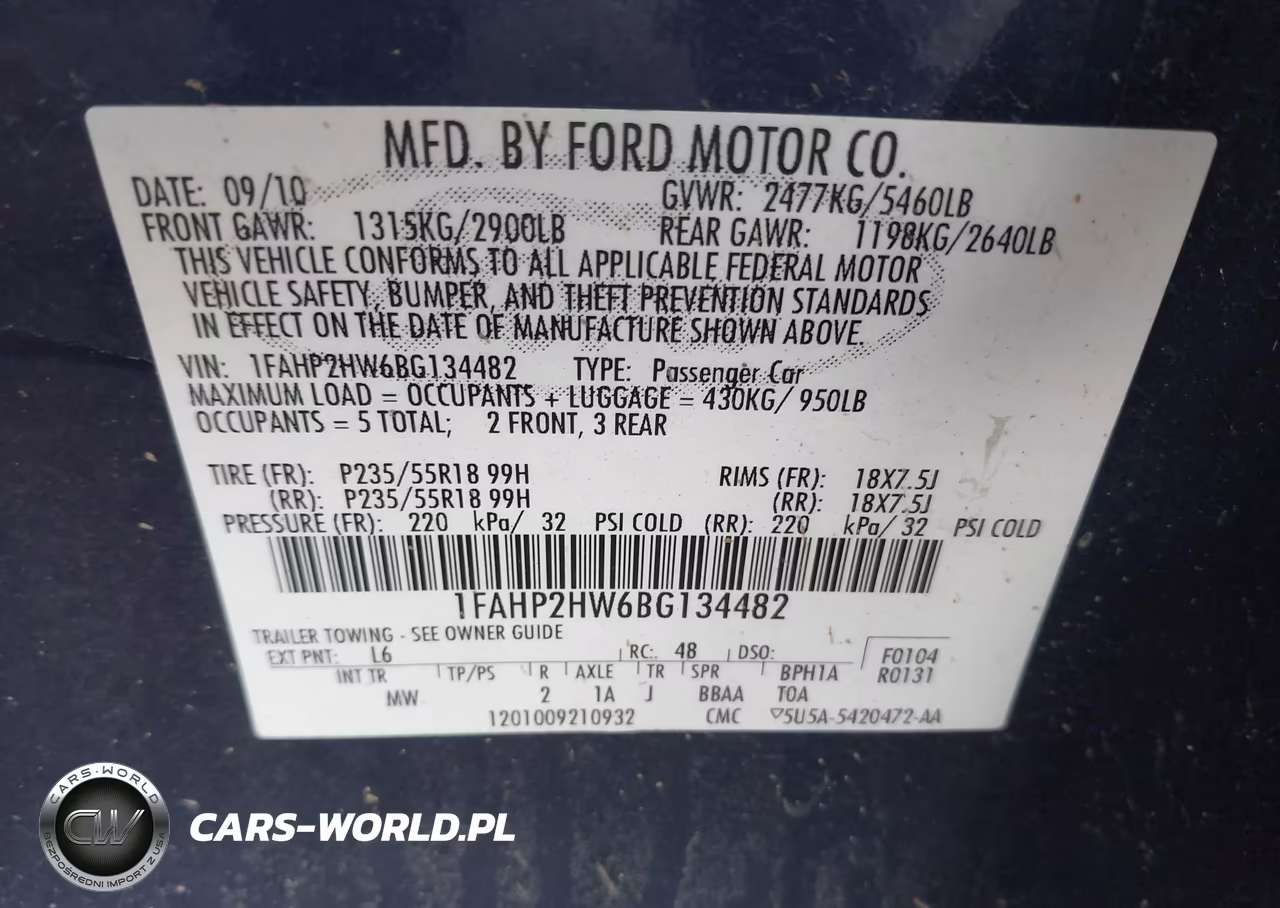 2011 Ford Taurus Sel VIN:1FAHP2HW6BG134482 - 9