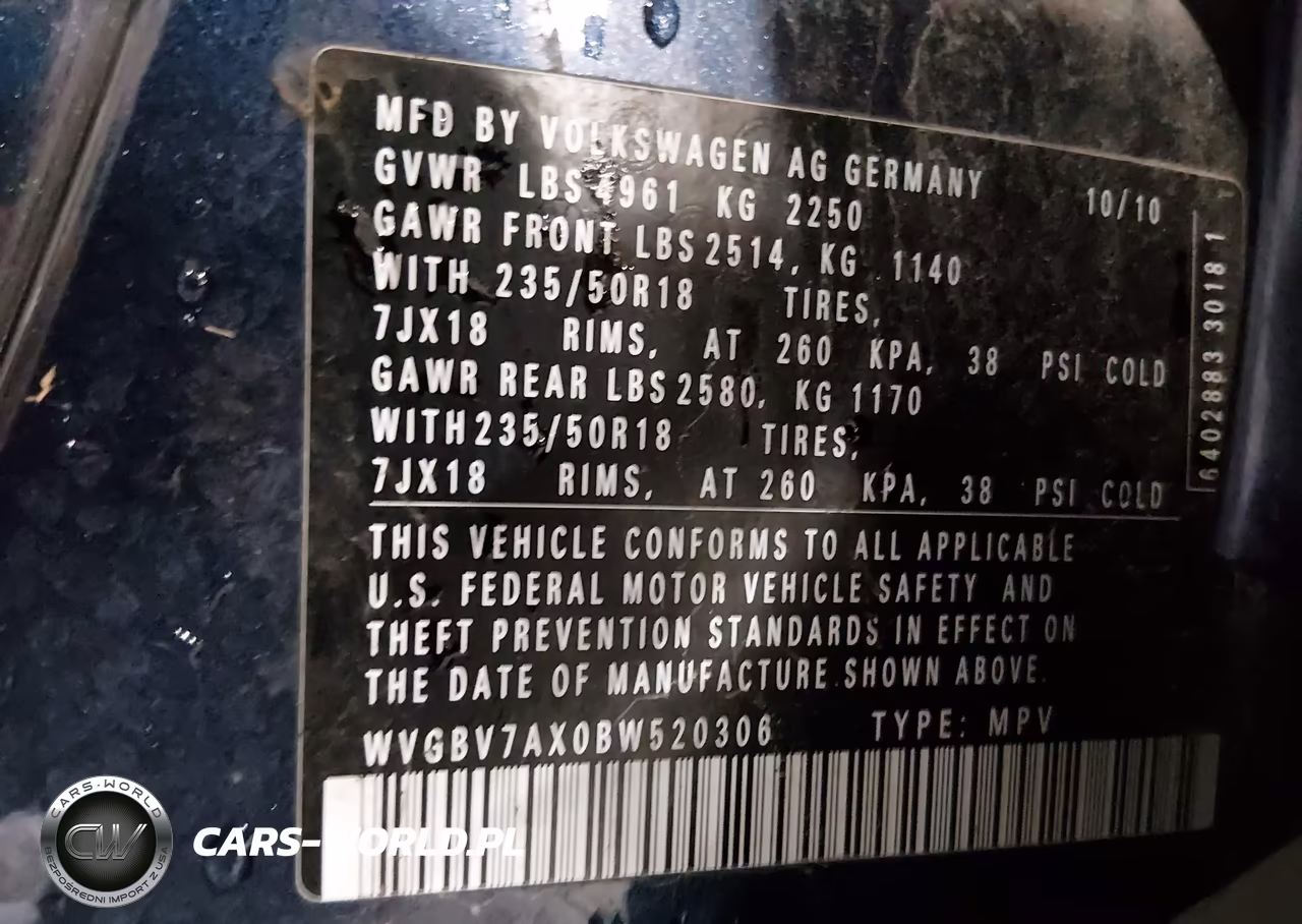 2011 Volkswagen Tiguan Sel VIN:WVGBV7AX0BW520306 - 9