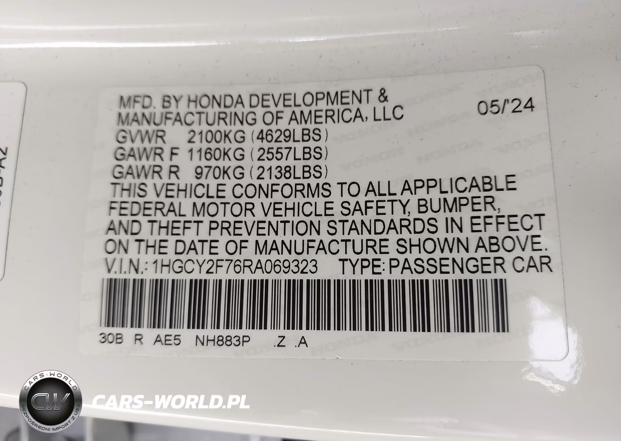 2024 Honda Accord Hybrid Sport-L VIN:1HGCY2F76RA069323 - 9