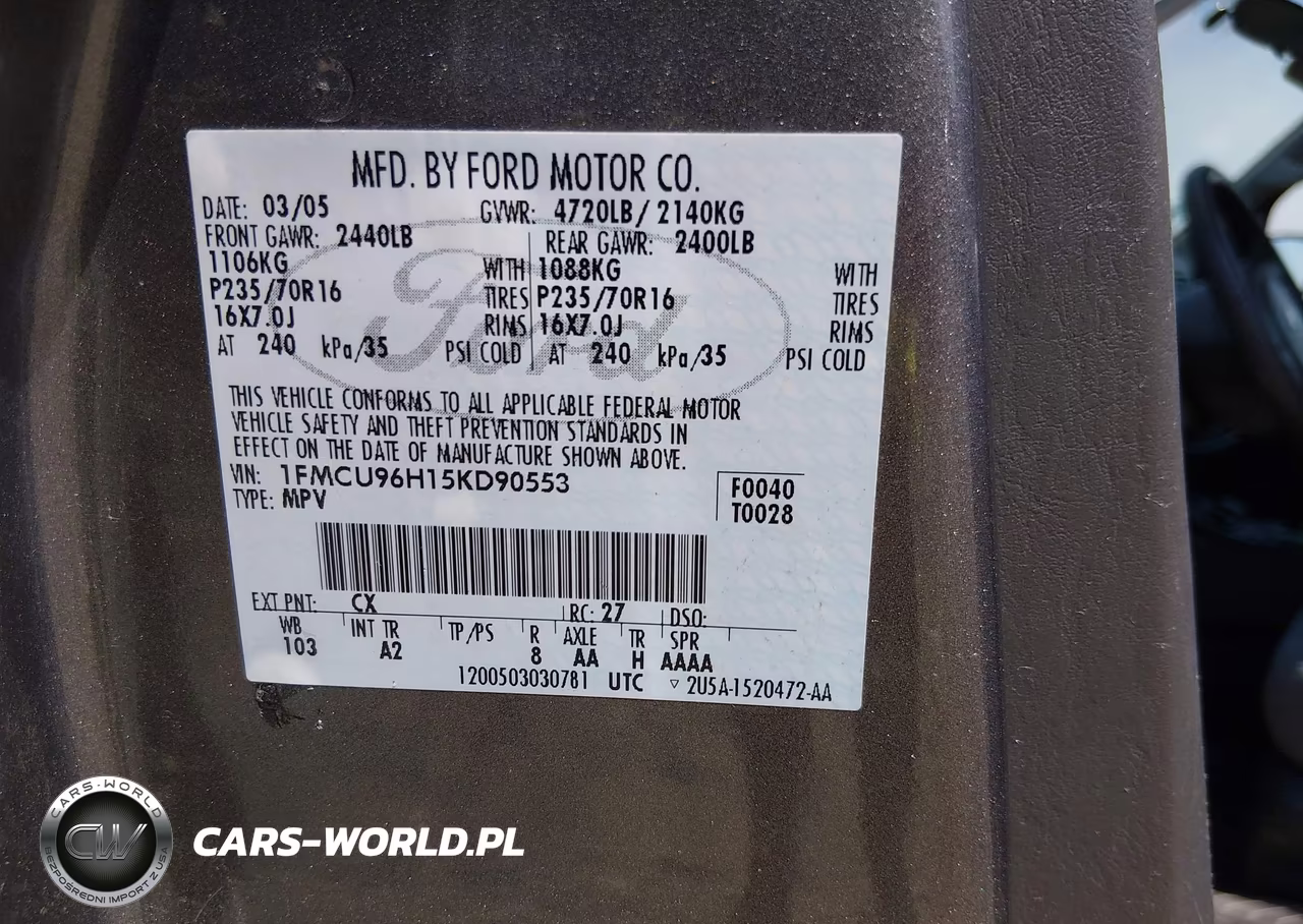 2005 Ford Escape Hybrid VIN:1FMCU96H15KD90553 - 9