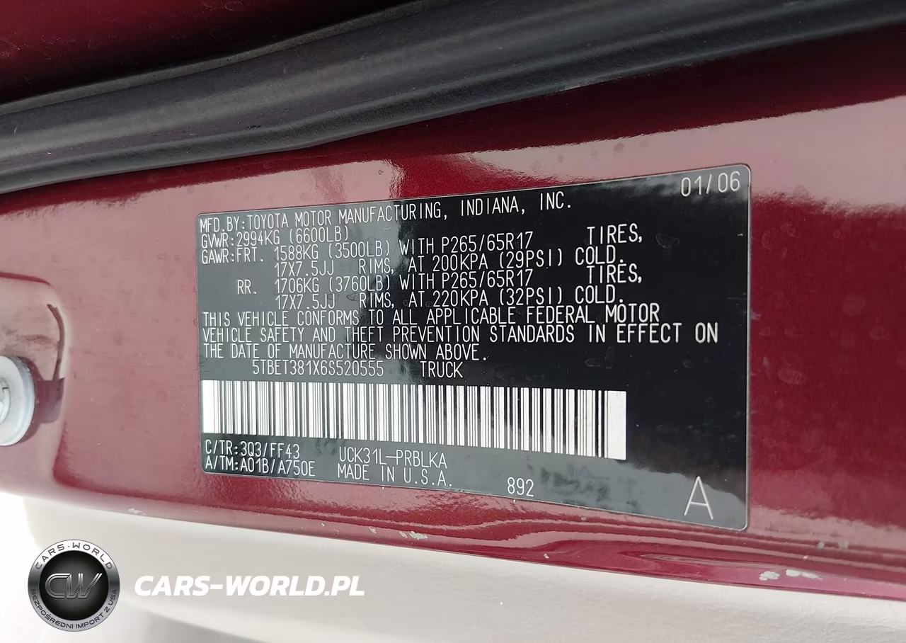 2006 Toyota Tundra Limited V8 VIN:5TBET381X6S520555 - 9