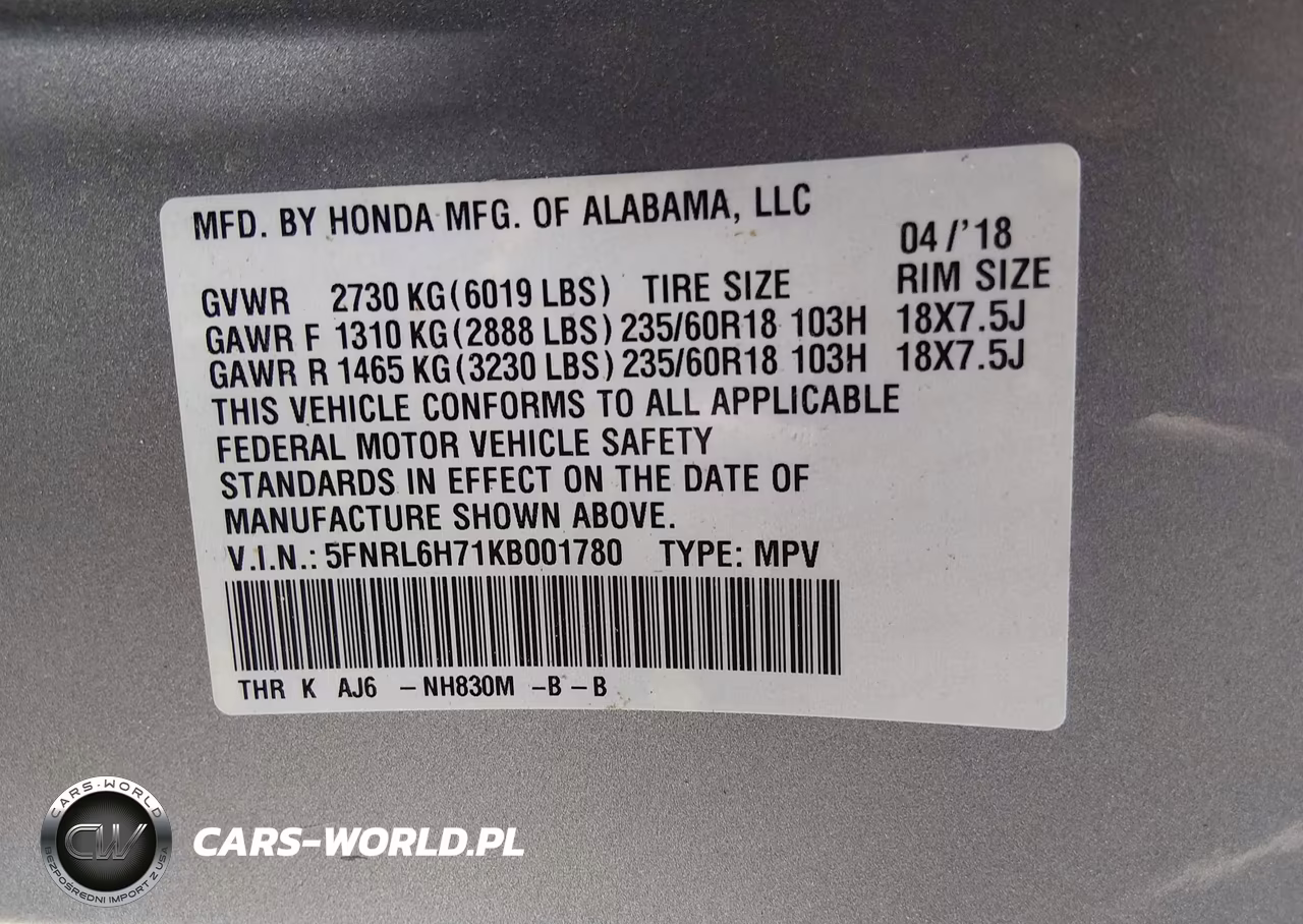 2019 Honda Odyssey Ex-L VIN:5FNRL6H71KB001780 - 9