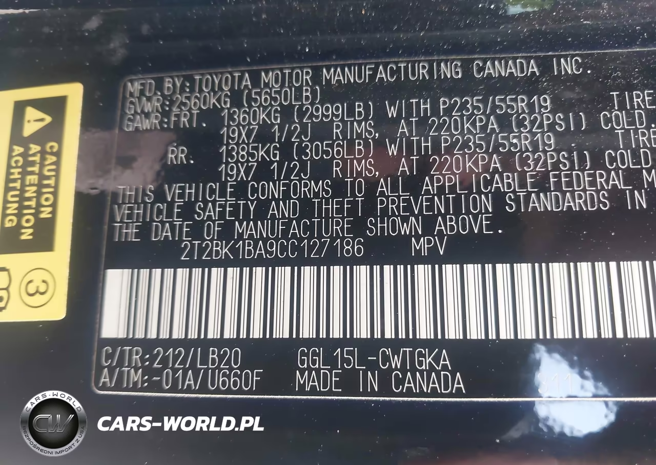 2012 Lexus Rx 350 VIN:2T2BK1BA9CC127186 - 9
