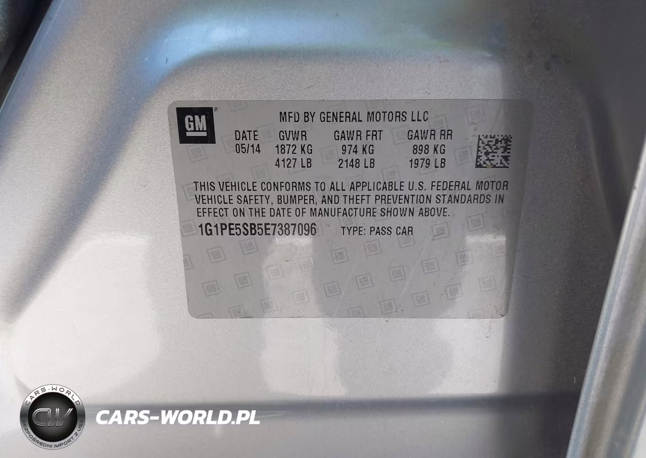 2014 Chevrolet Cruze 2Lt Auto VIN:1G1PE5SB5E7387096 - 9