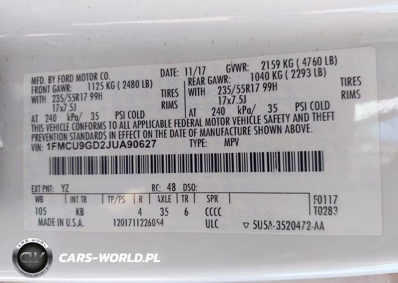 2018 Ford Escape Se VIN:1FMCU9GD2JUA90627 - 9