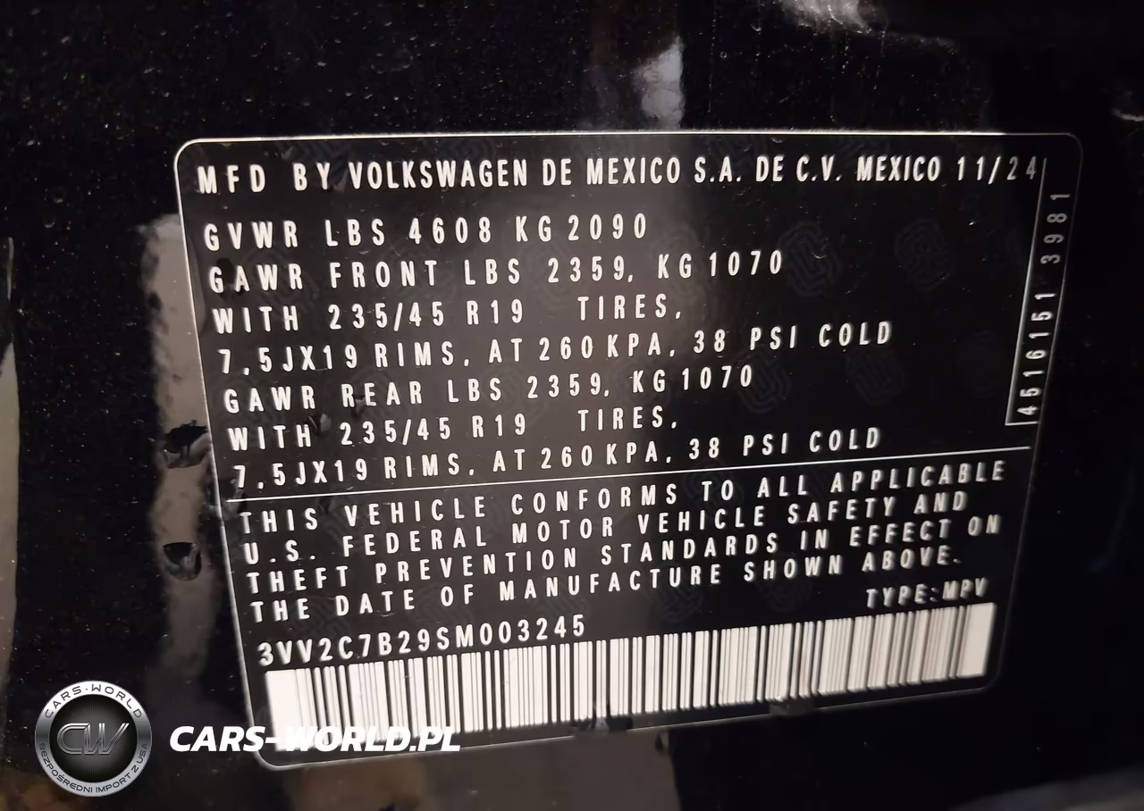 2025 Volkswagen Taos 1.5T Se Black VIN:3VV2C7B29SM003245 - 9
