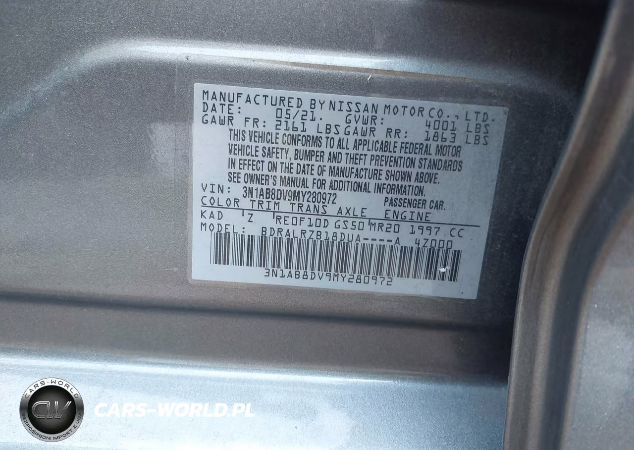 2021 Nissan Sentra Sr Xtronic Cvt VIN:3N1AB8DV9MY280972 - 9