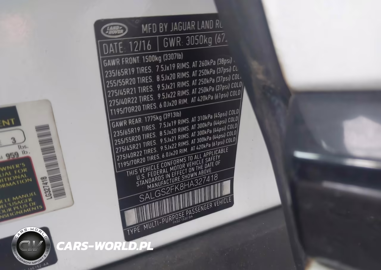 2017 Land Rover Range Rover 3.0L V6 Turbocharged Diesel Hse Td6 VIN:SALGS2FK8HA327418 - 9