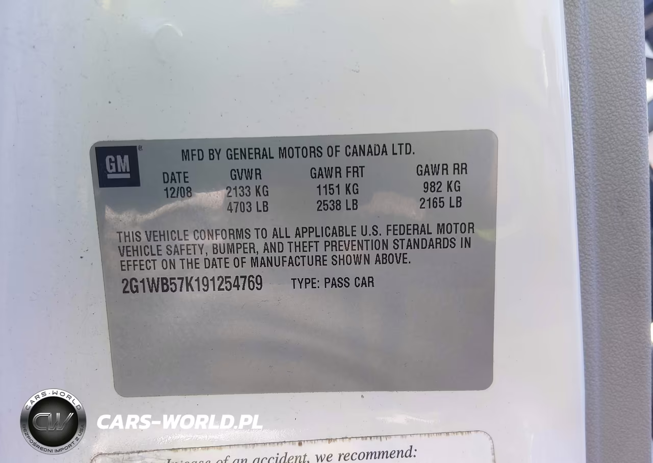 2009 Chevrolet Impala Ls VIN:2G1WB57K191254769 - 9