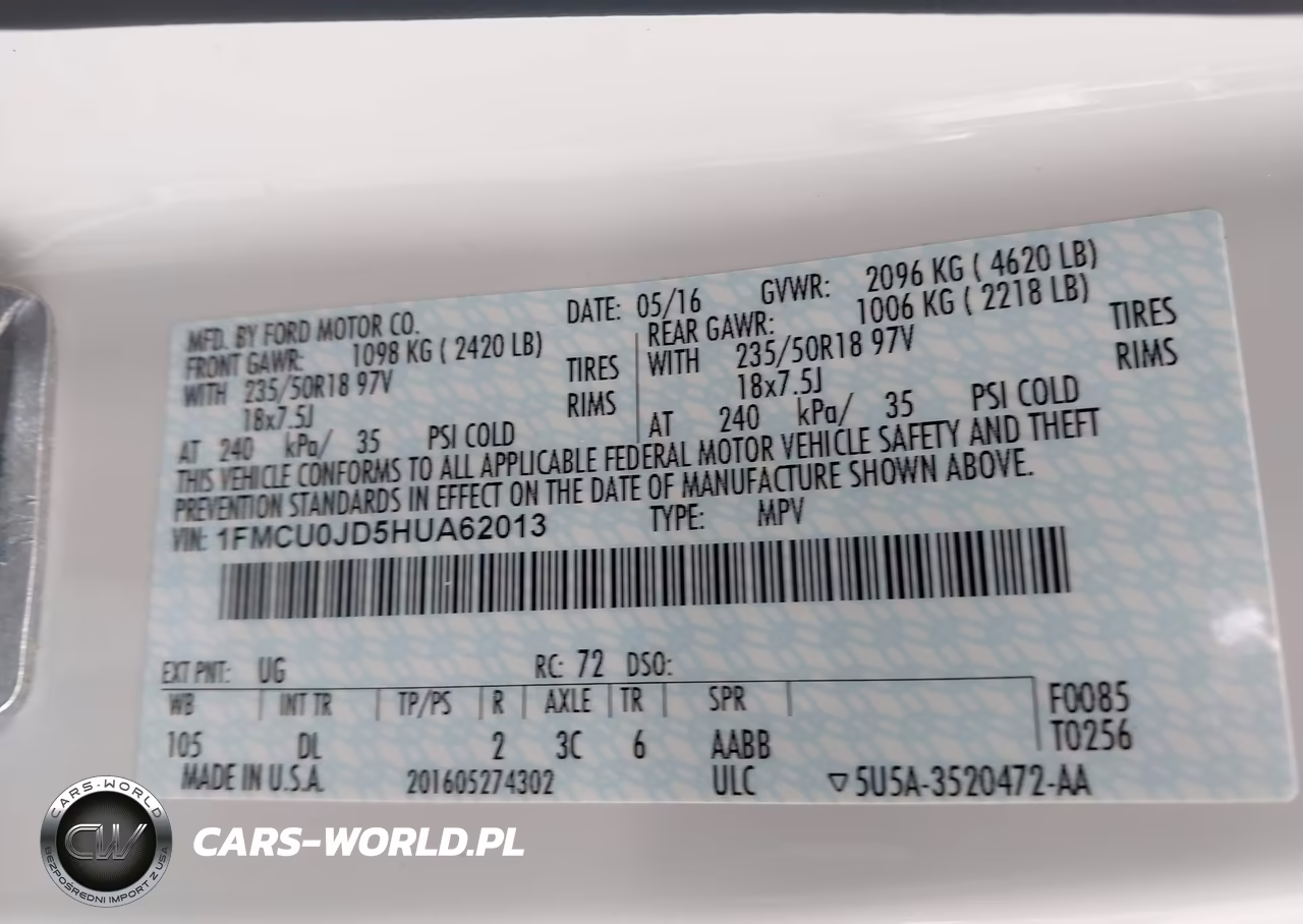 2017 Ford Escape Titanium VIN:1FMCU0JD5HUA62013 - 9