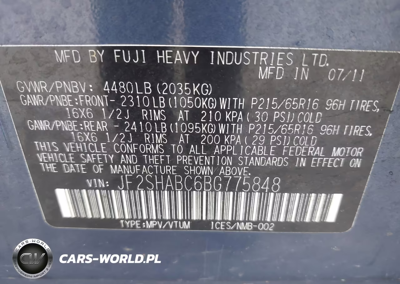 2011 Subaru Forester 2.5X VIN:JF2SHABC6BG775848 - 9