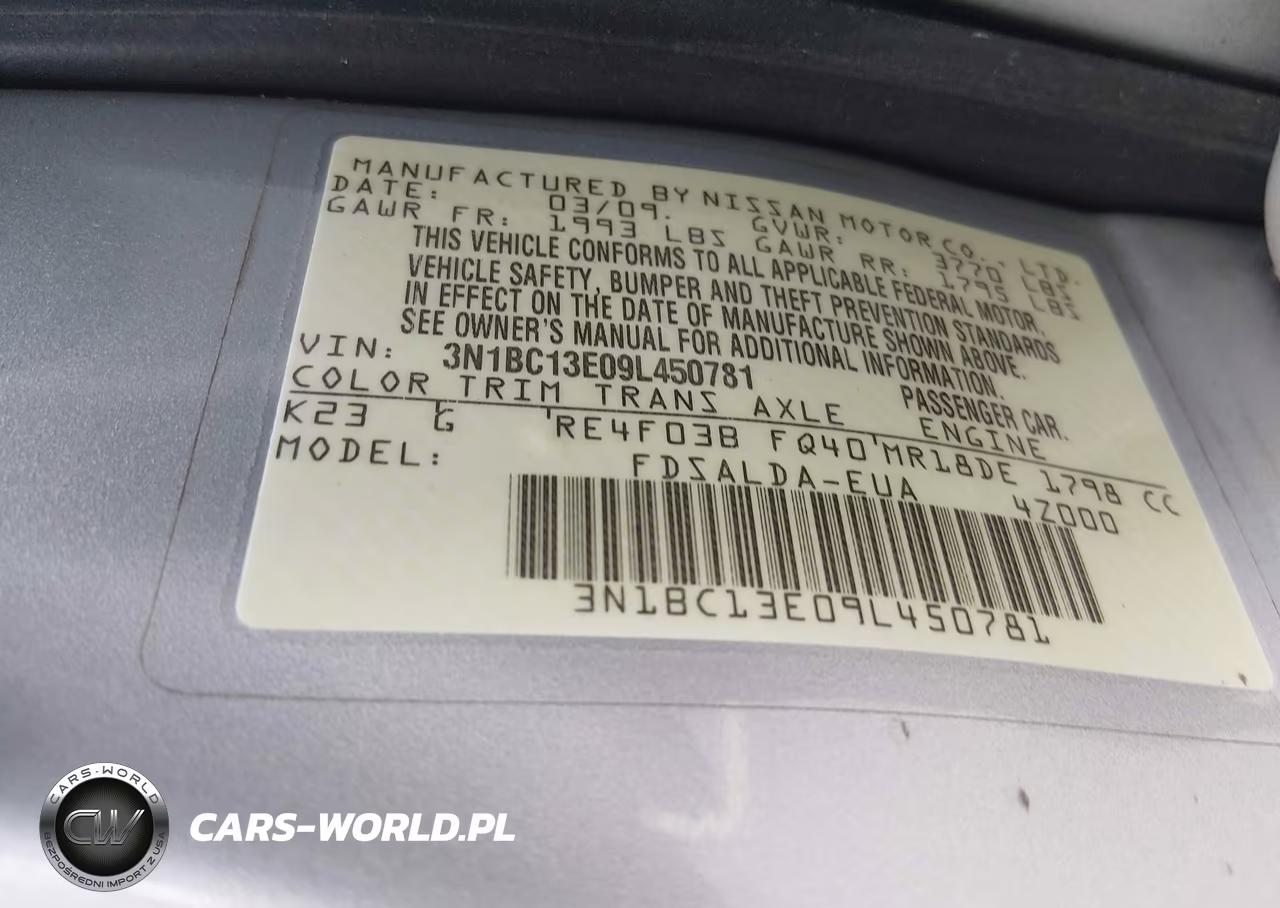 2009 Nissan Versa 1.8S VIN:3N1BC13E09L450781 - 9