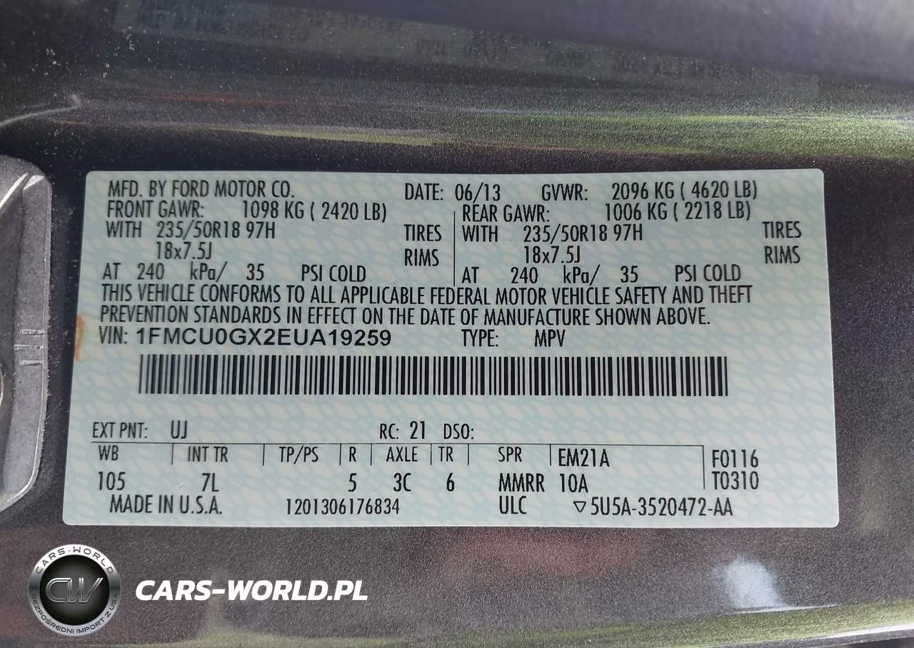 2014 Ford Escape Se VIN:1FMCU0GX2EUA19259 - 9