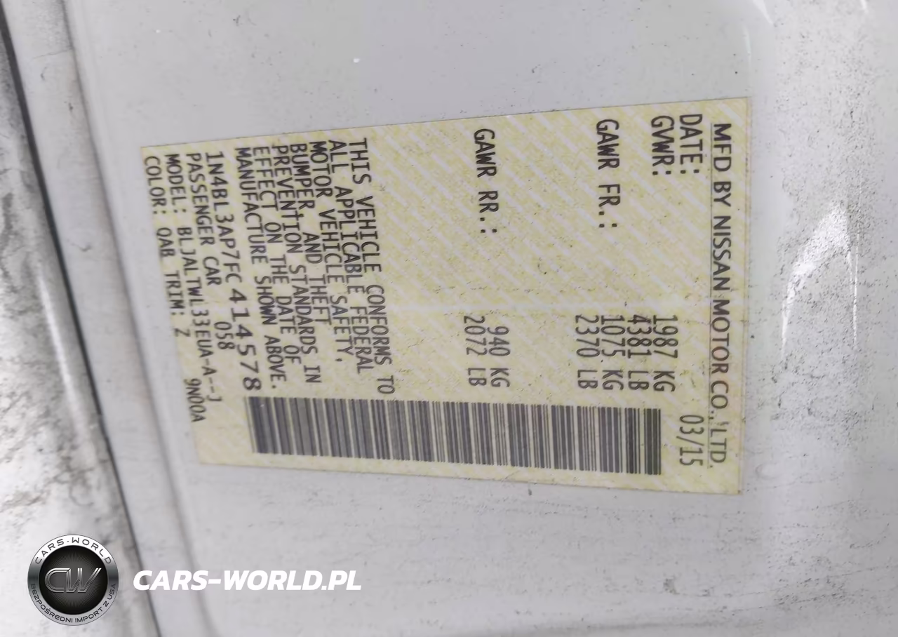 2015 Nissan Altima 3.5 Sl VIN:1N4BL3AP7FC414578 - 9