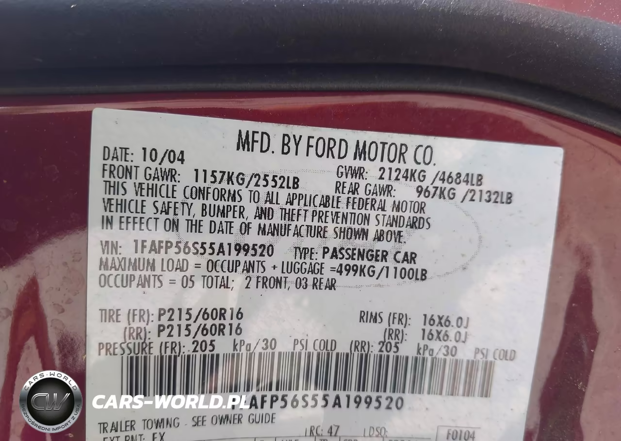 2005 Ford Taurus Sel VIN:1FAFP56S55A199520 - 9