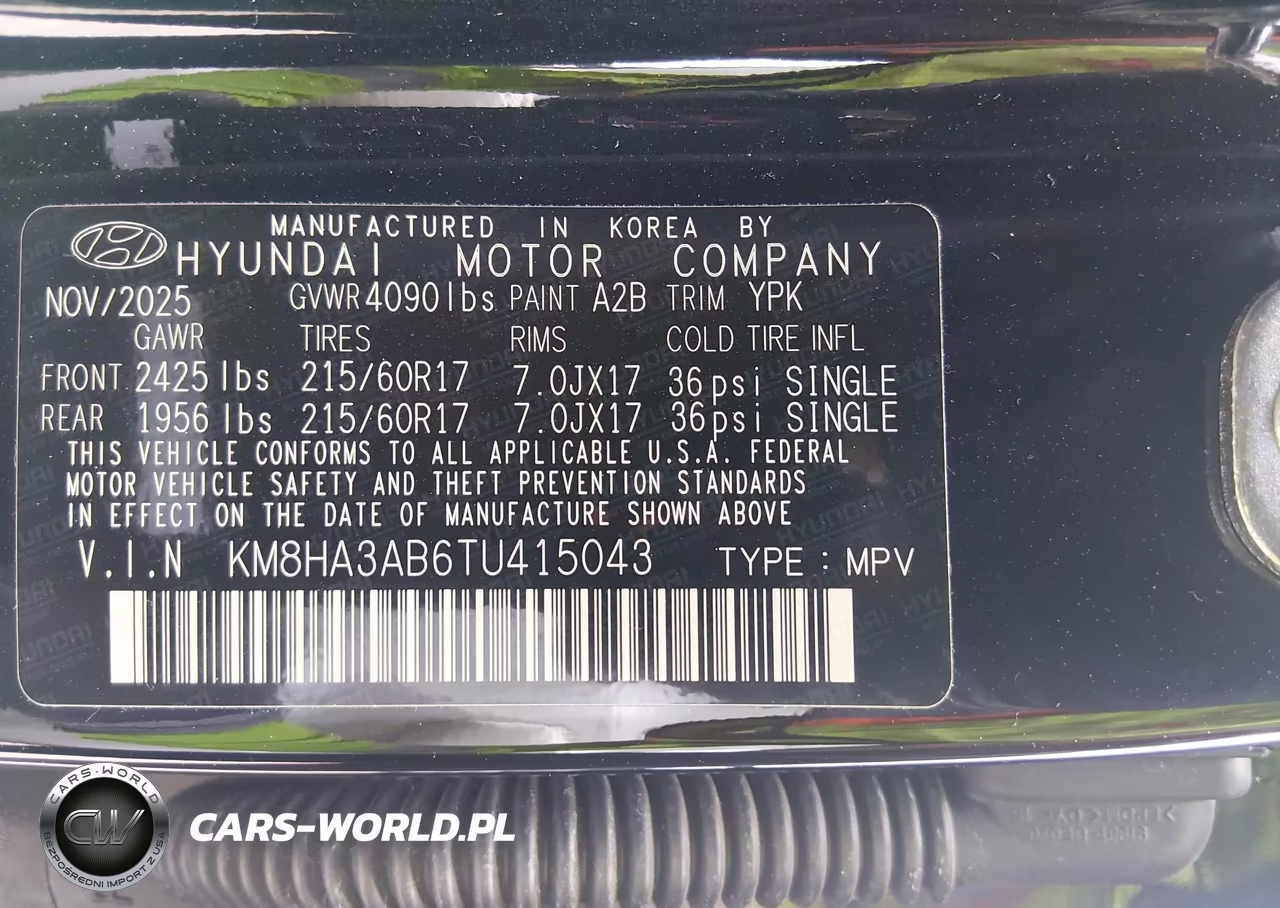 2026 Hyundai Kona Se VIN:KM8HA3AB6TU415043 - 9