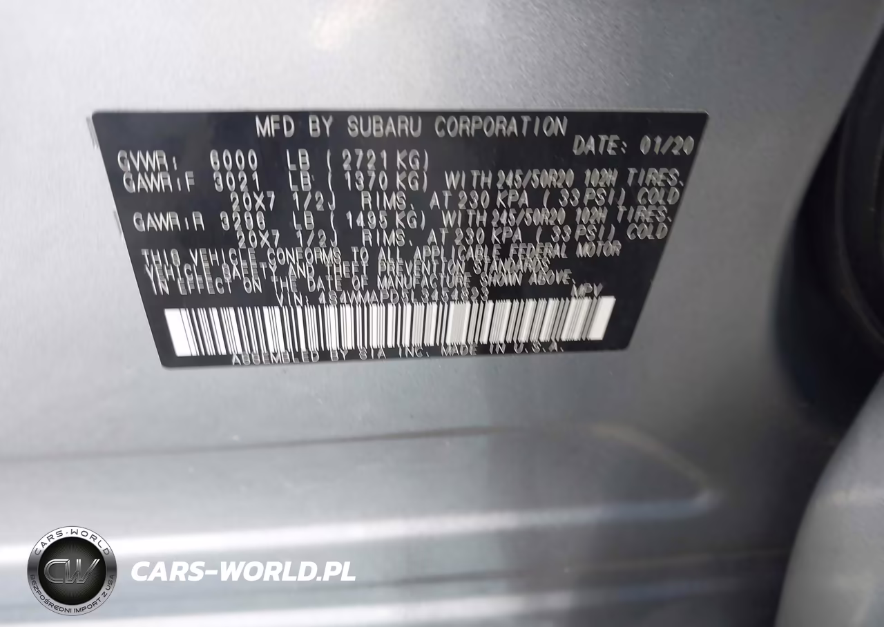 2020 Subaru Ascent Limited VIN:4S4WMAPD5L3454823 - 9