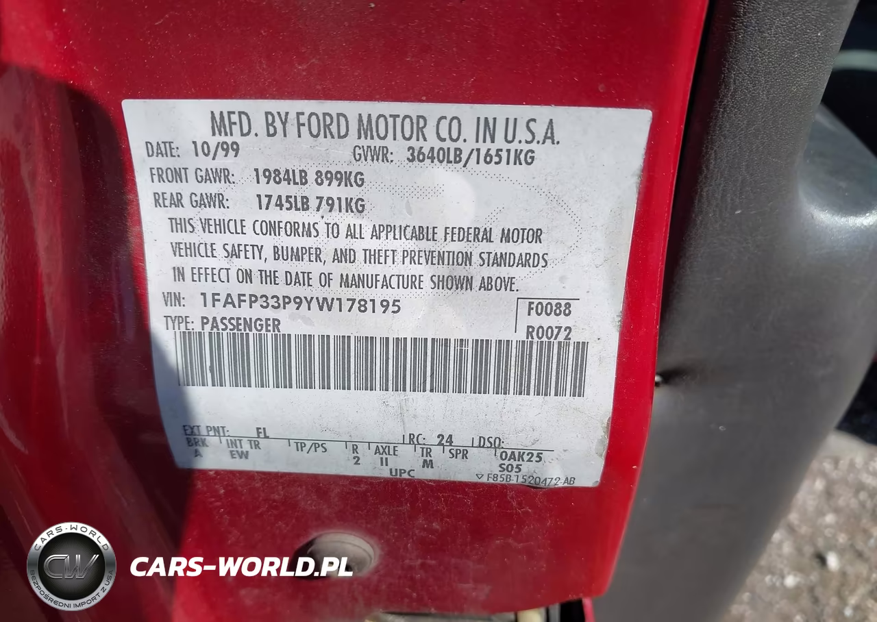 2000 Ford Focus Lx VIN:1FAFP33P9YW178195 - 9