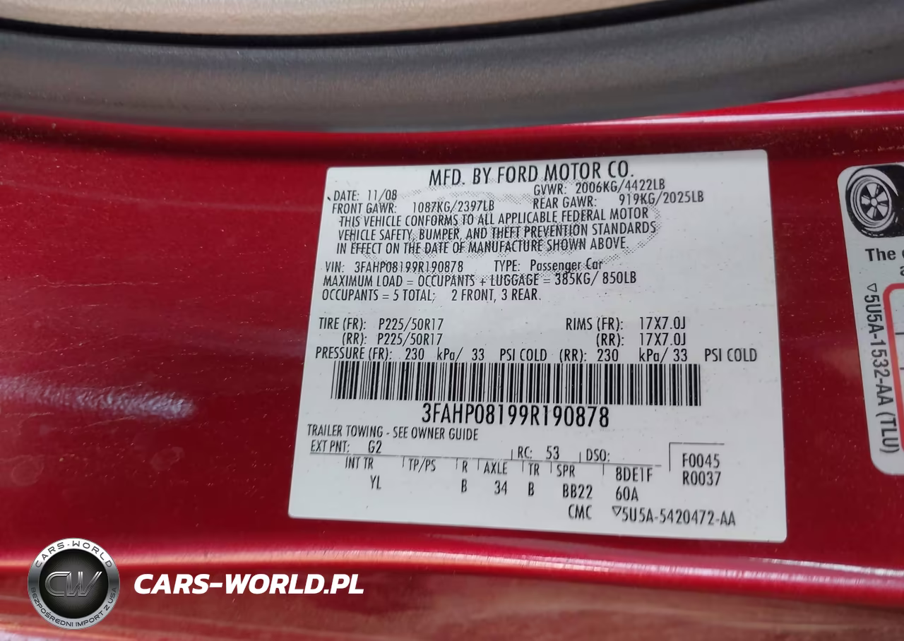 2009 Ford Fusion Sel VIN:3FAHP08199R190878 - 9