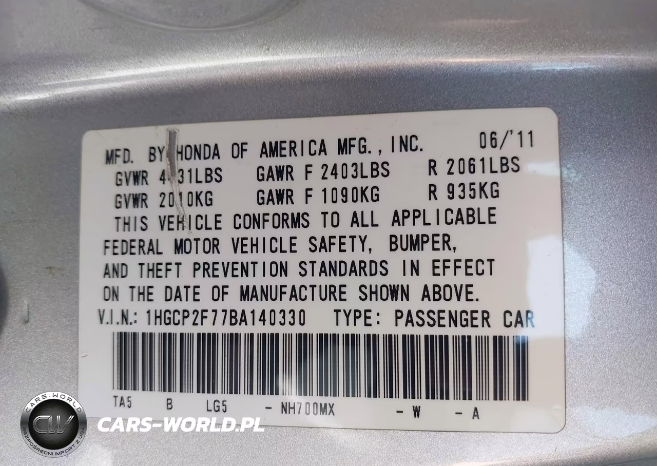 2011 Honda Accord 2.4 Ex VIN:1HGCP2F77BA140330 - 9
