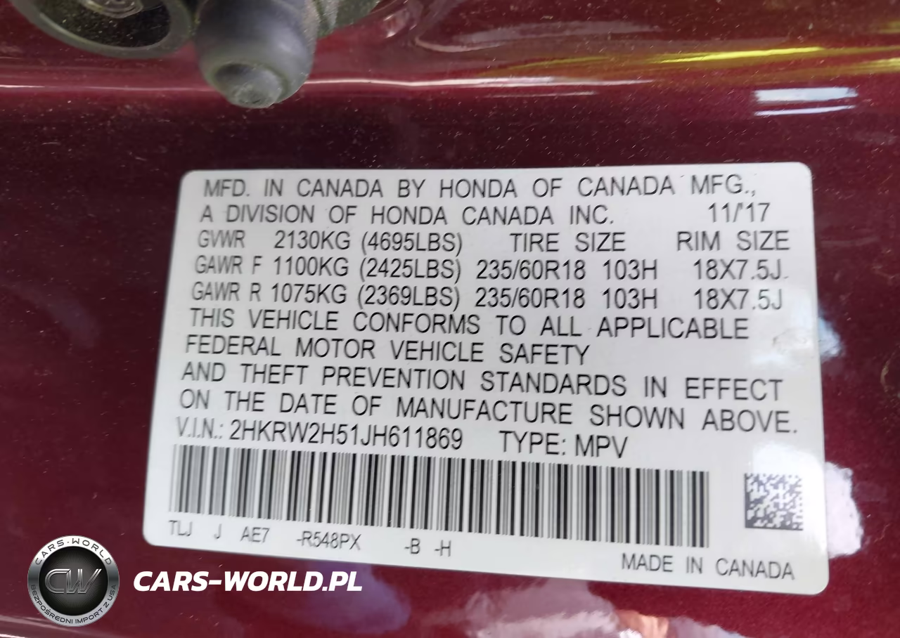 2018 Honda Cr-V Ex VIN:2HKRW2H51JH611869 - 9