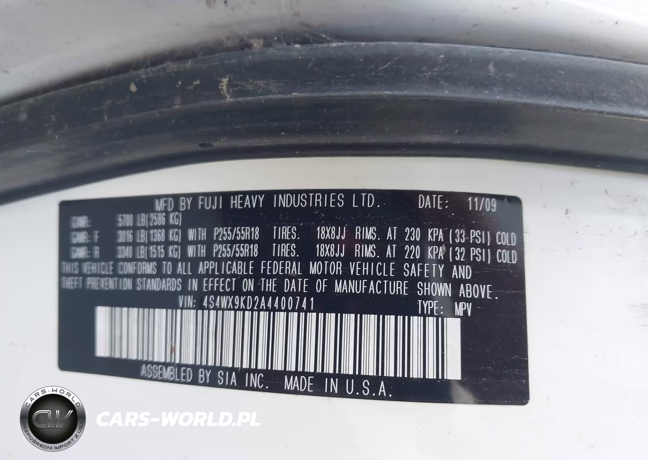 2010 Subaru Tribeca 3.6R Limited VIN:4S4WX9KD2A4400741 - 9