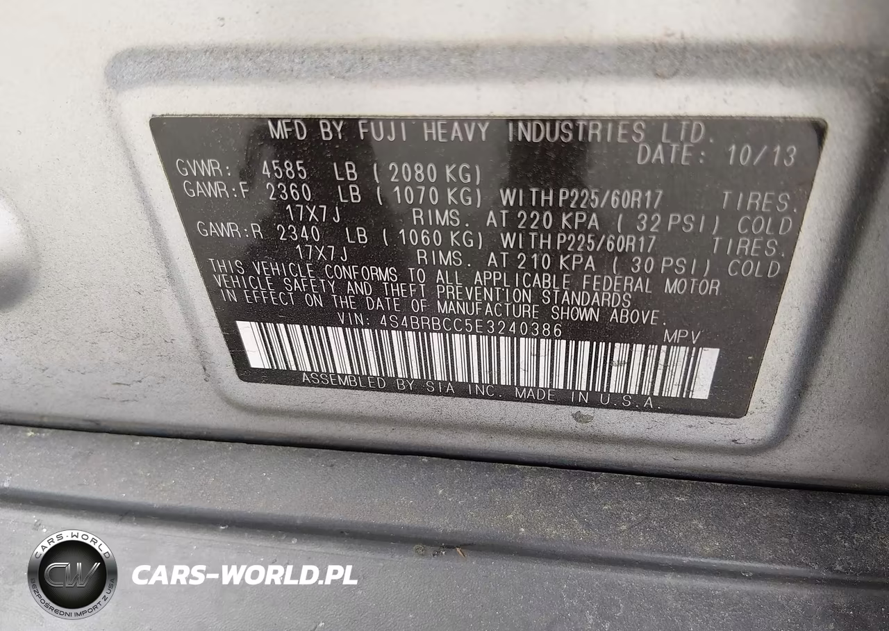 2014 Subaru Outback 2.5I Premium VIN:4S4BRBCC5E3240386 - 9