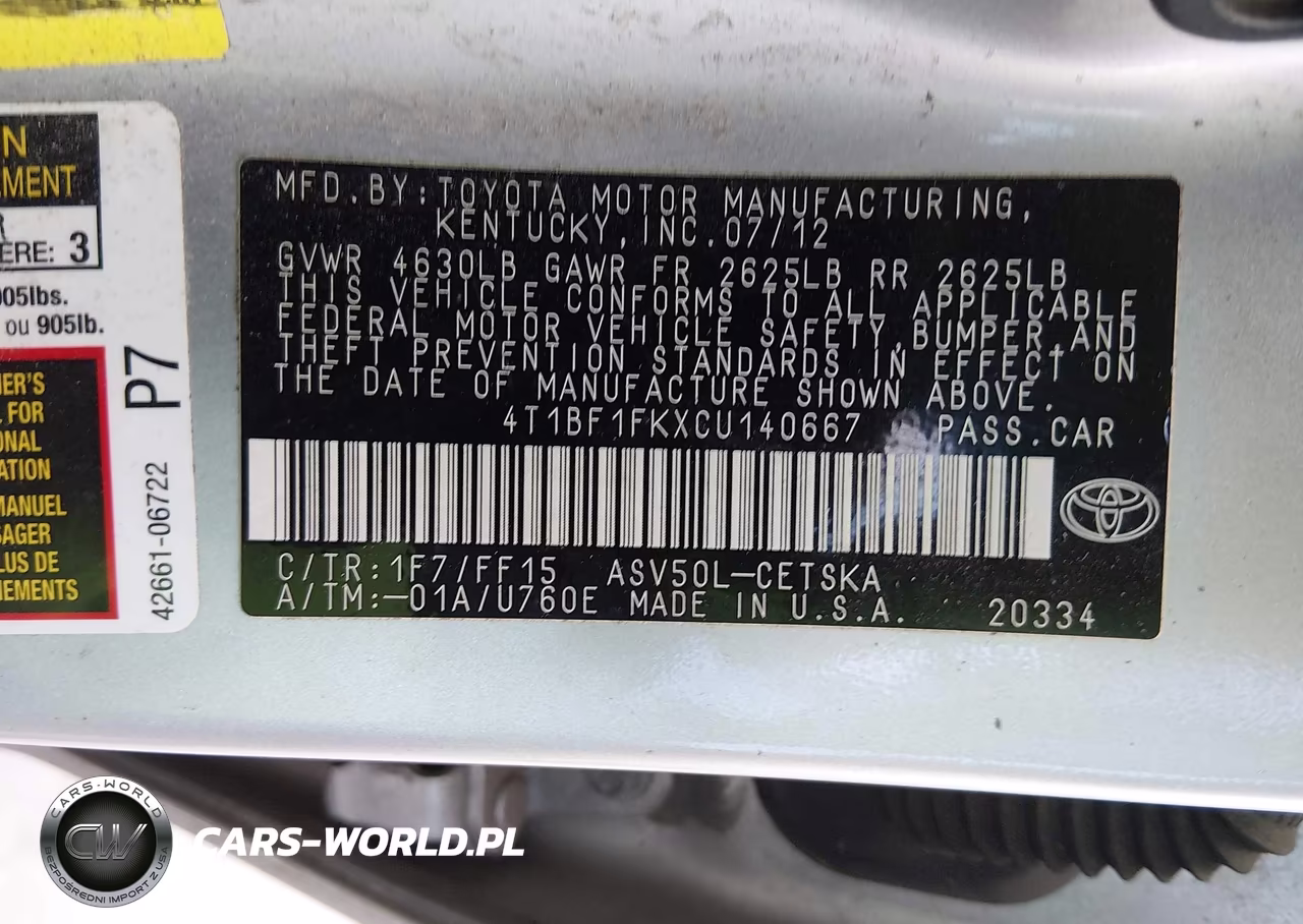 2012 Toyota Camry Se VIN:4T1BF1FKXCU140667 - 9