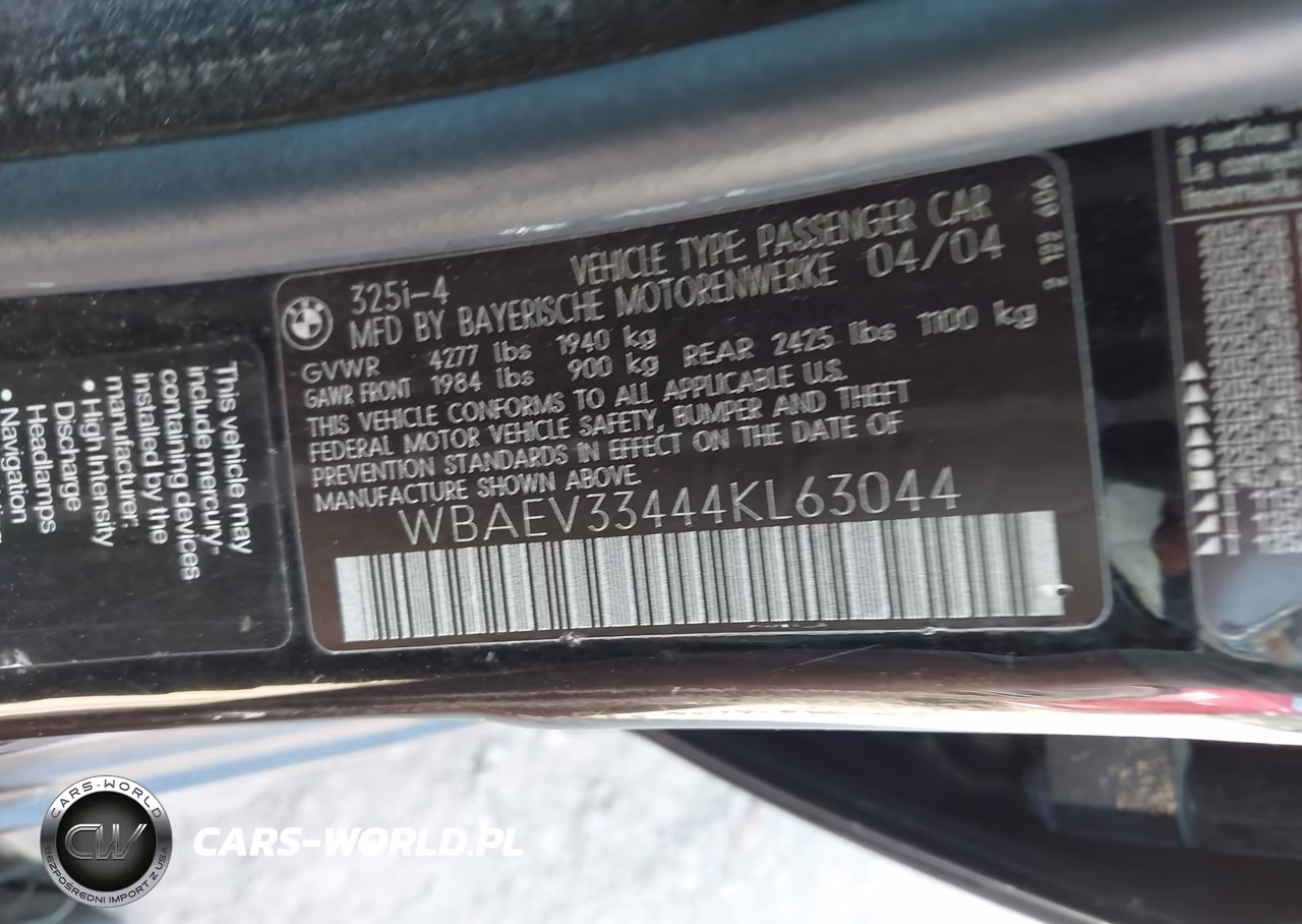 2004 BMW 325I VIN:WBAEV33444KL63044 - 9