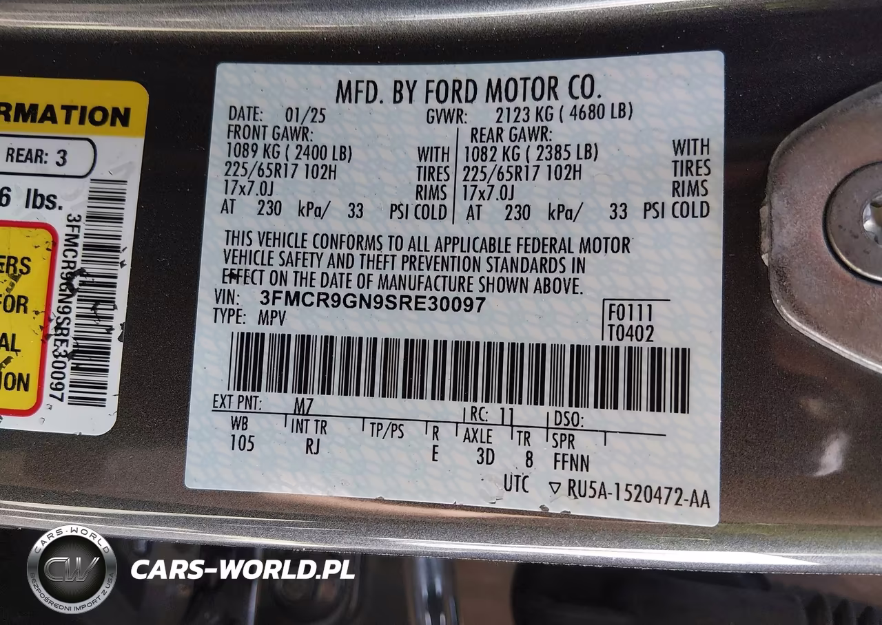 2025 Ford Bronco Sport Heritage VIN:3FMCR9GN9SRE30097 - 9