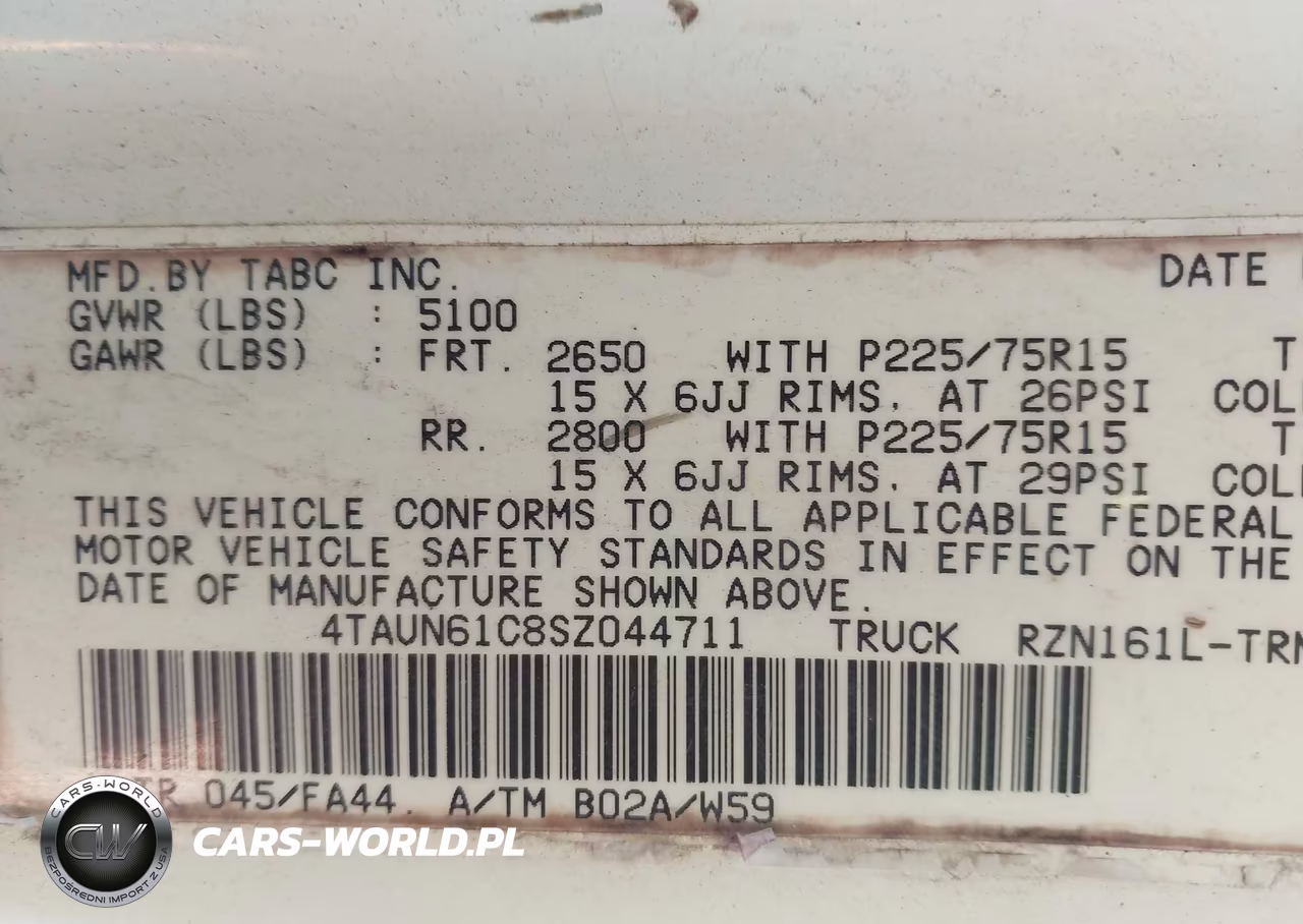1995 Toyota Tacoma VIN:4TAUN61C8SZ044711 - 9