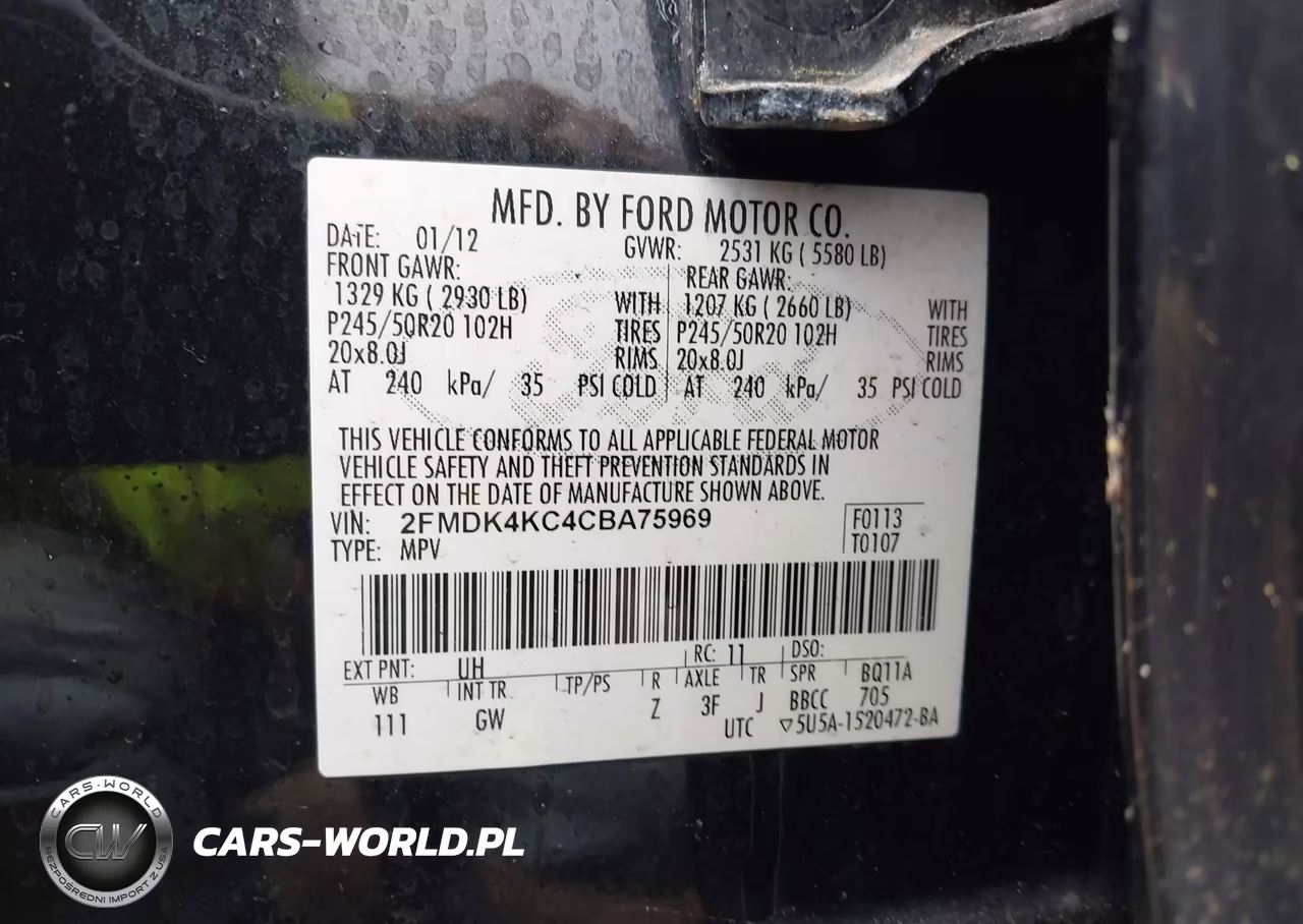 2012 Ford Edge Limited VIN:2FMDK4KC4CBA75969 - 9