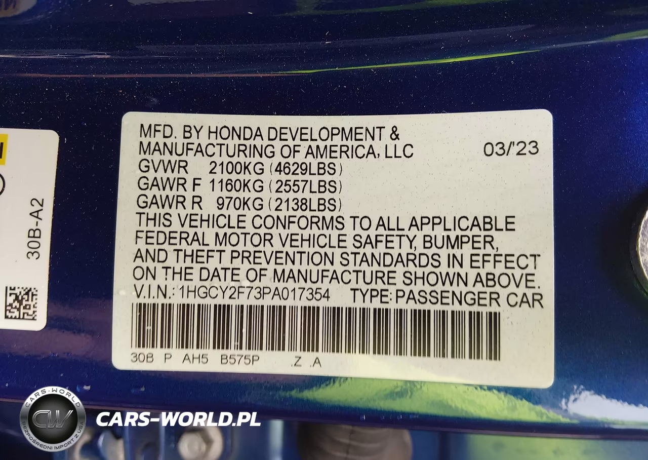 2023 Honda Accord Hybrid Sport-L VIN:1HGCY2F73PA017354 - 9