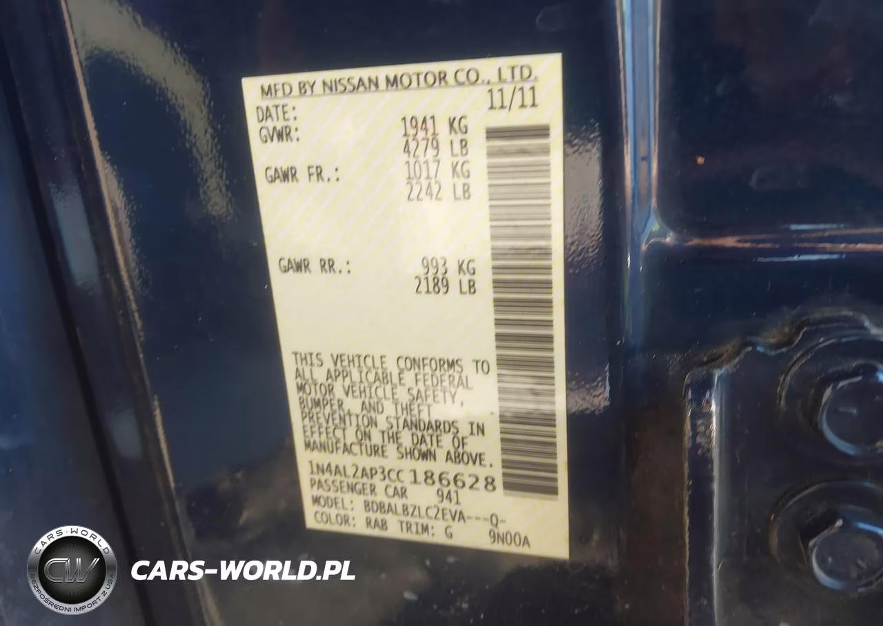 2012 Nissan Altima 2.5 S VIN:1N4AL2AP3CC186628 - 9