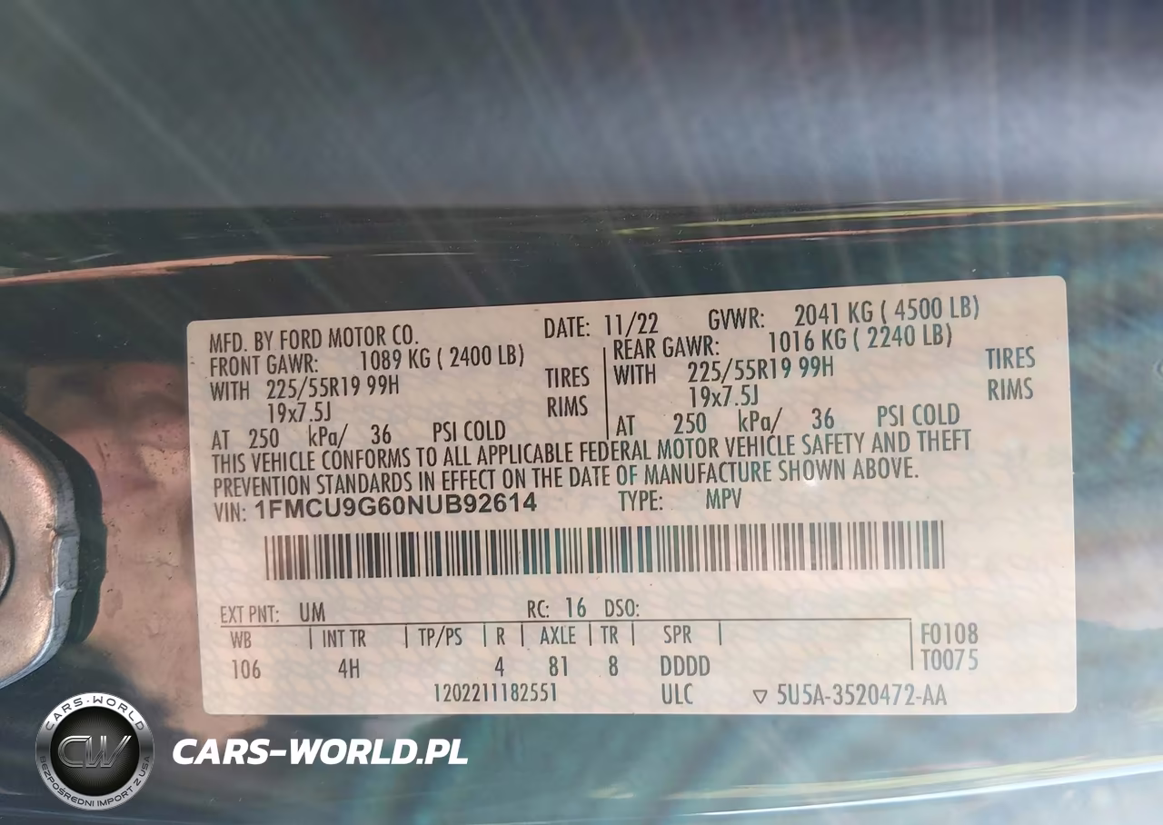 2022 Ford Escape Se VIN:1FMCU9G60NUB92614 - 9