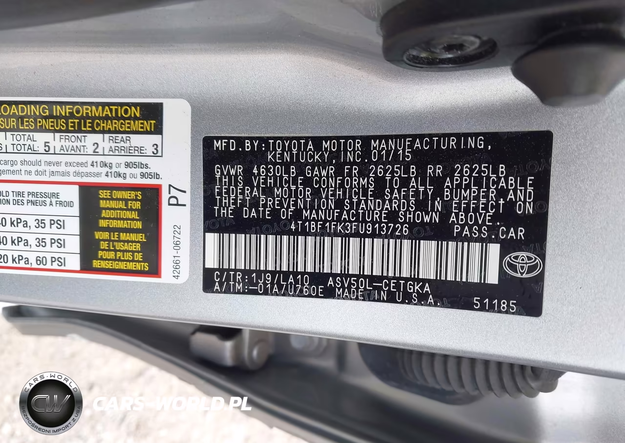 2015 Toyota Camry Xle VIN:4T1BF1FK3FU913726 - 9