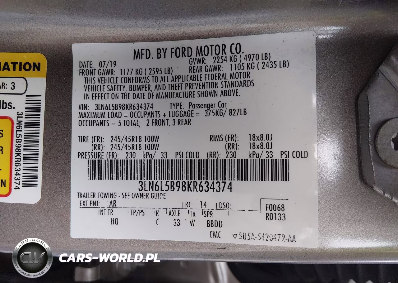 2019 Lincoln Mkz Standard VIN:3LN6L5B98KR634374 - 9