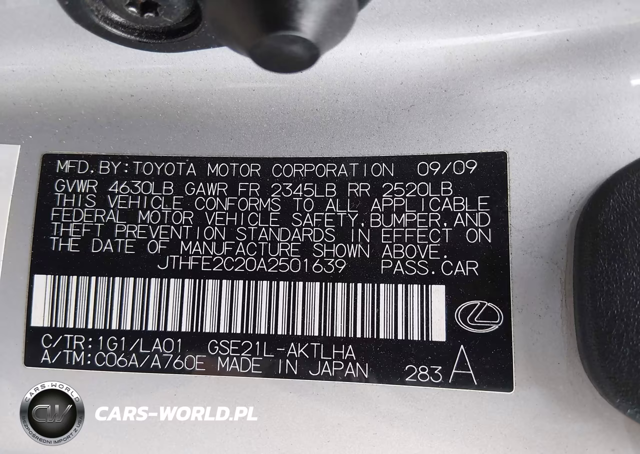 2010 Lexus Is 350C VIN:JTHFE2C20A2501639 - 9