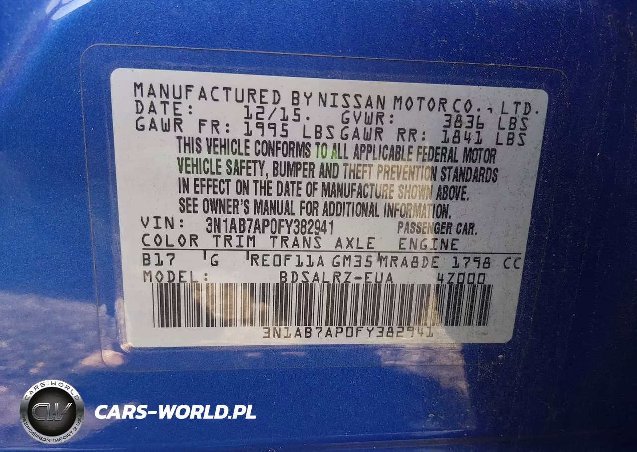2015 Nissan Sentra Sr VIN:3N1AB7AP0FY382941 - 9
