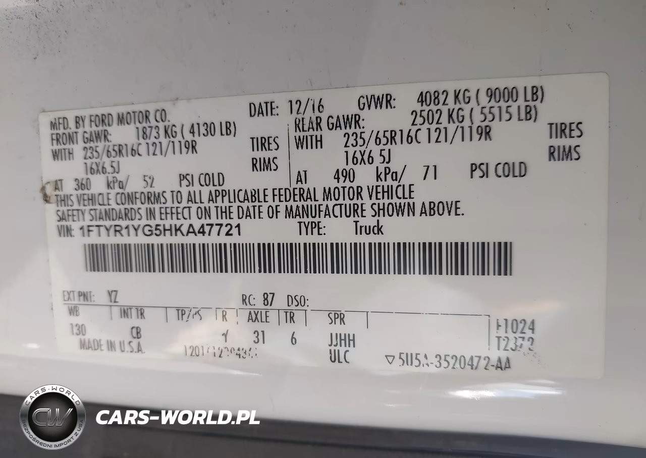 2017 Ford Transit-250 VIN:1FTYR1YG5HKA47721 - 9
