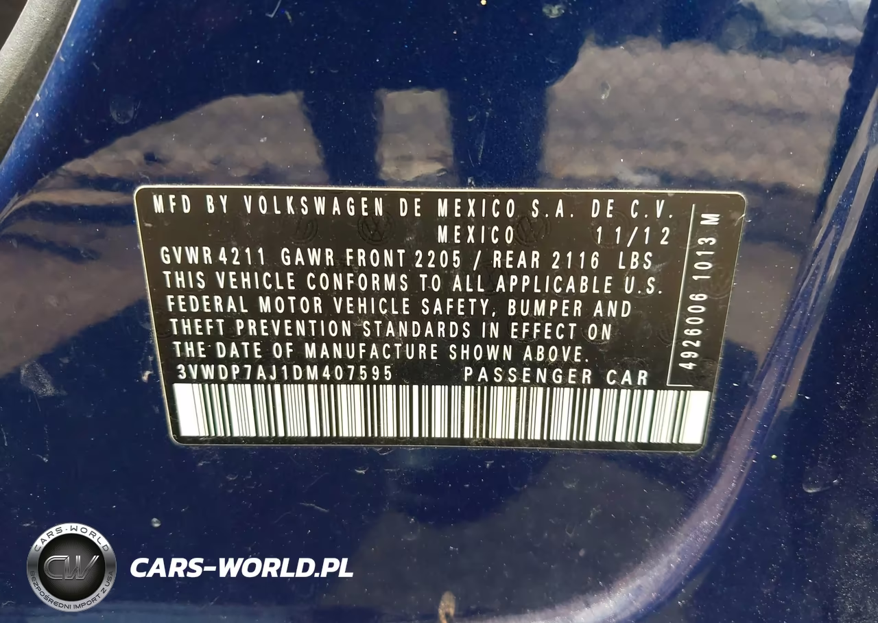 2013 Volkswagen Jetta 2.5L Se VIN:3VWDP7AJ1DM407595 - 9