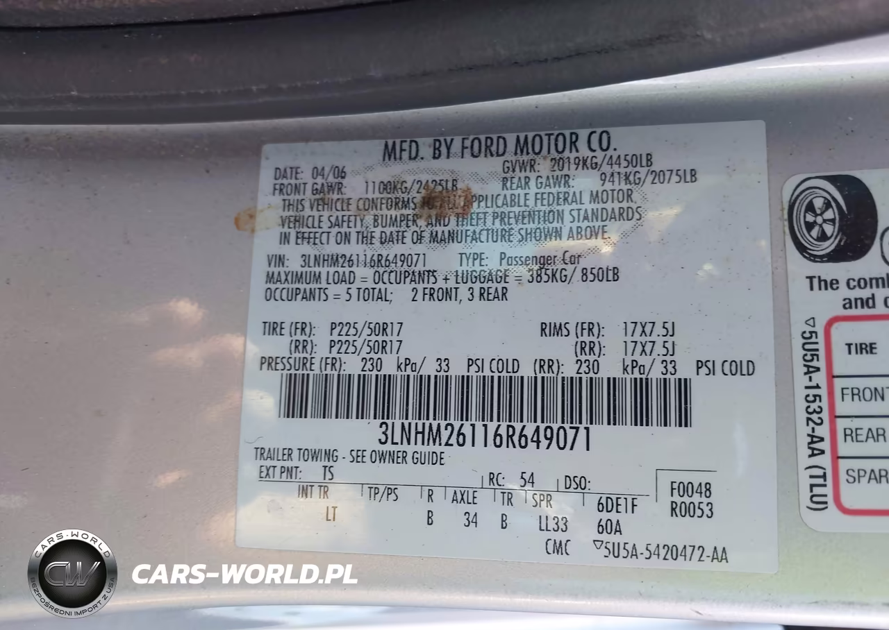 2006 Lincoln Zephyr VIN:3LNHM26116R649071 - 9